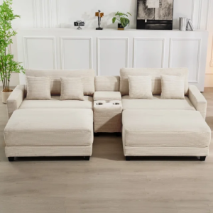 JUSTLET 111.8" Sectional Sofa with 2 Ottomans, U-Shaped Modern Modular Couch